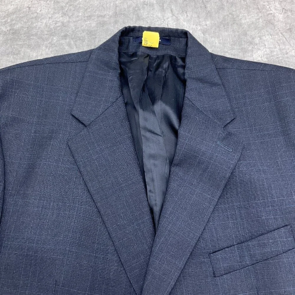 Ralph Lauren Chaps Suit Men 46R Blue Plaid Wool Classic Jacket Union‎ Canada VTG